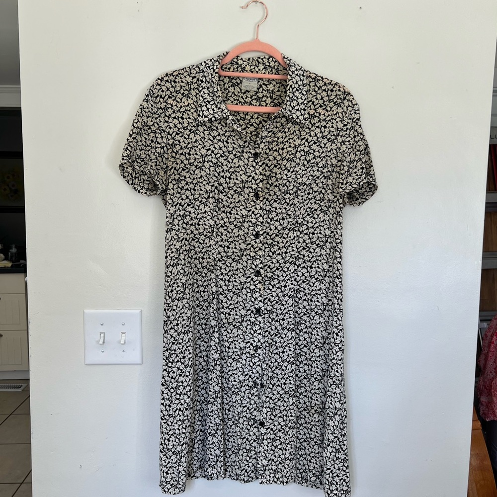 Vintage Black and White Floral Dress